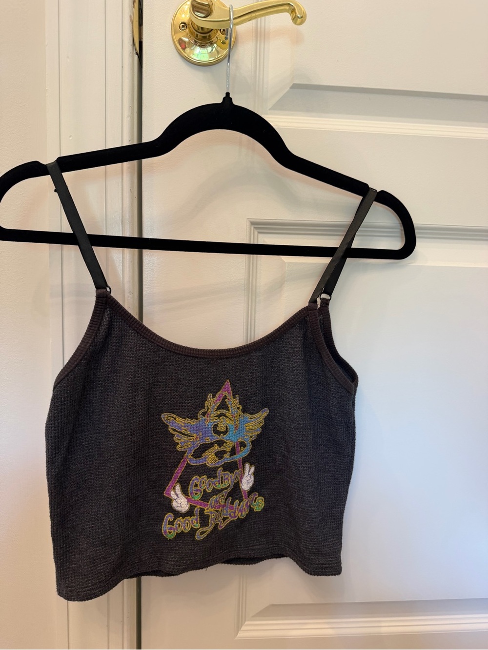 Boys Lie Black Cropped Knit Tank with Multicolor Graphic